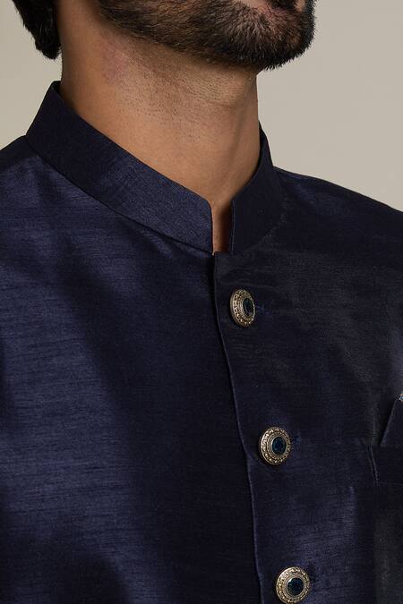 Buy_Arihant Rai Sinha_Gold Silk Embroidery Floral Butta Woven Sherwani Set _Online_at_Aza_Fashions