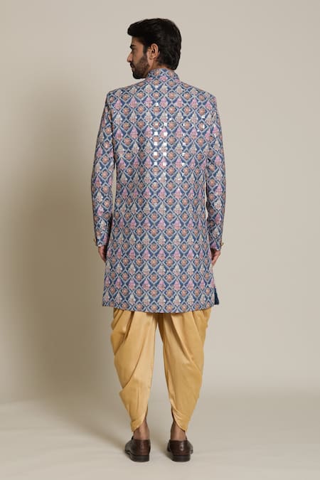 Shop Arihant Rai Sinha Gold Silk, Cotton Sequins, Embroidery Floral Sherwani Set at Aza Fashions Shop_Arihant Rai Sinha_Gold Silk, Cotton Sequins, Embroidery Floral Sherwani Set _at_Aza_Fashions