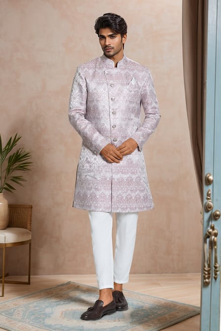 Arihant Rai Sinha Chevron Woven Sherwani Set 