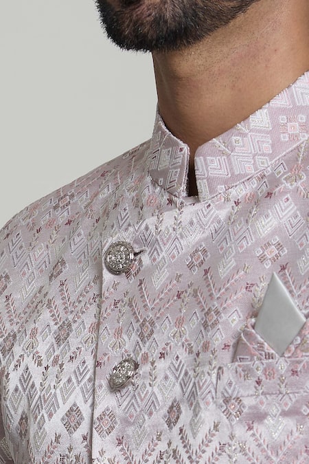 Buy Arihant Rai Sinha White Silk, Jacquard Chevron Woven Sherwani Set Online at Aza Fashions Buy_Arihant Rai Sinha_White Silk, Jacquard Chevron Woven Sherwani Set _Online_at_Aza_Fashions