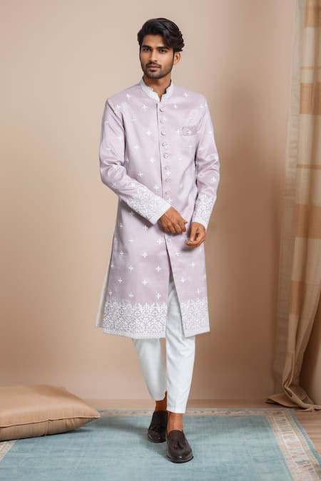 Aryavir Malhotra Sequin Embroidered Sherwani Set 