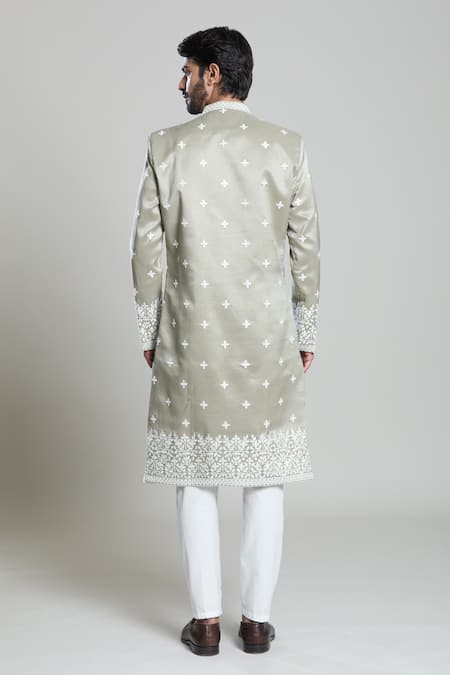 Arihant Rai Sinha Geometric Embroidered Sherwani & Pant Set 