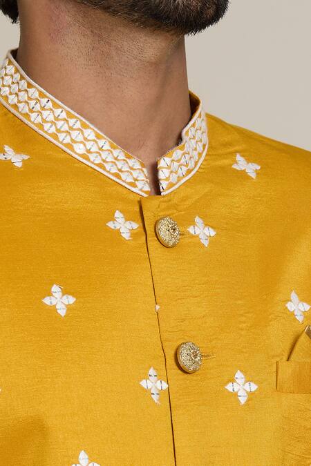 Arihant Rai Sinha_White , Satin Sequins, Embroidery Sherwani And Pant Set _at_Aza_Fashions