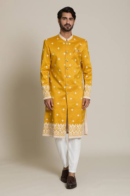 Buy_Arihant Rai Sinha_White , Satin Sequins, Embroidery Sherwani And Pant Set 