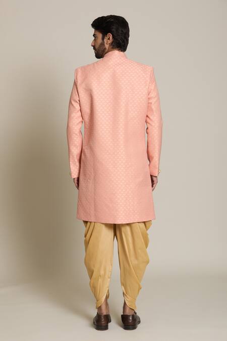 Arihant Rai Sinha Peach Mughal Jacquard Sherwani Set 