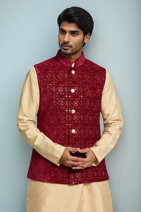 Arihant Rai Sinha Floral Sequin Embroidered Nehru Jacket 