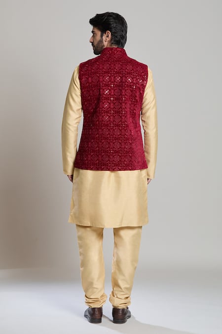 Arihant Rai Sinha Floral Sequin Embroidered Nehru Jacket 