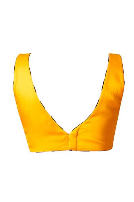 Gulabo By Abu Sandeep_Yellow Modal Boat Neck Sleeveless Blouse _Online_at_Aza_Fashions