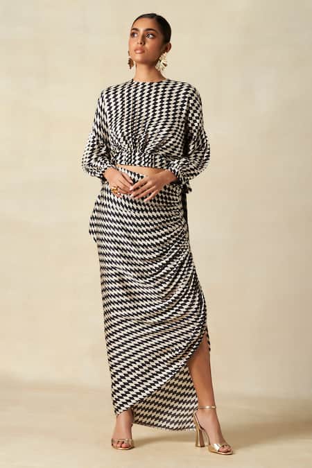 Gulabo By Abu Sandeep Checkerboard Gathered Skirt 