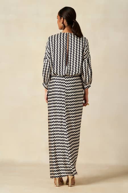 Shop Gulabo By Abu Sandeep Black Modal, Satin Checkerboard Gathered Skirt at Aza Fashions Shop_Gulabo By Abu Sandeep_Black Modal, Satin Checkerboard Gathered Skirt _at_Aza_Fashions