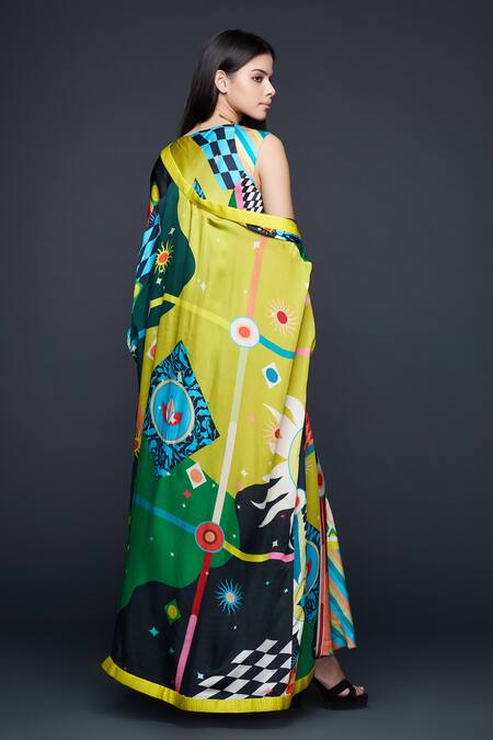 Gulabo By Abu Sandeep Multi Color Celeste Bloom Printed Kimono Sleeve Cape Online at Aza Fashions Gulabo By Abu Sandeep_Multi Color Celeste Bloom Printed Kimono Sleeve Cape _Online_at_Aza_Fashions