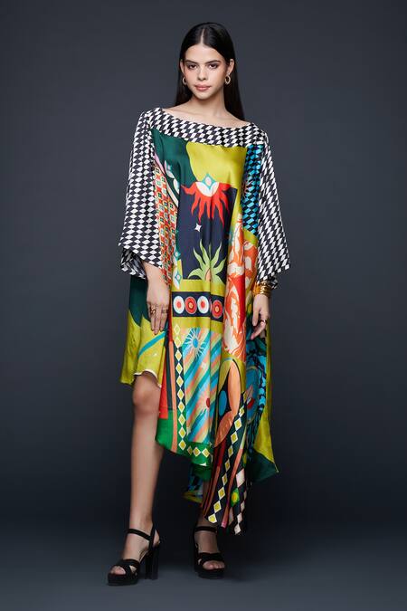 Buy Gulabo By Abu Sandeep Multi Color Modal Boat Neck Geometric Bloom Tunic Online at Aza Fashions Buy_Gulabo By Abu Sandeep_Multi Color Modal Boat Neck Geometric Bloom Tunic _Online_at_Aza_Fashions