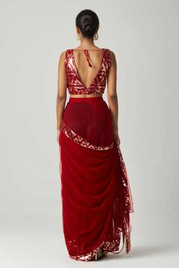 Gulabo By Abu Sandeep Geometric Sequin Embellished Blouse 