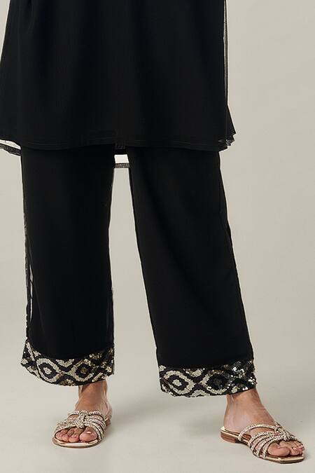 Buy Gulabo By Abu Sandeep Black Viscose Sequins Open Neck, Geometric Embellished Kurta Set Online at Aza Fashions Buy_Gulabo By Abu Sandeep_Black Viscose Sequins Open Neck, Geometric Embellished Kurta Set _Online_at_Aza_Fashions