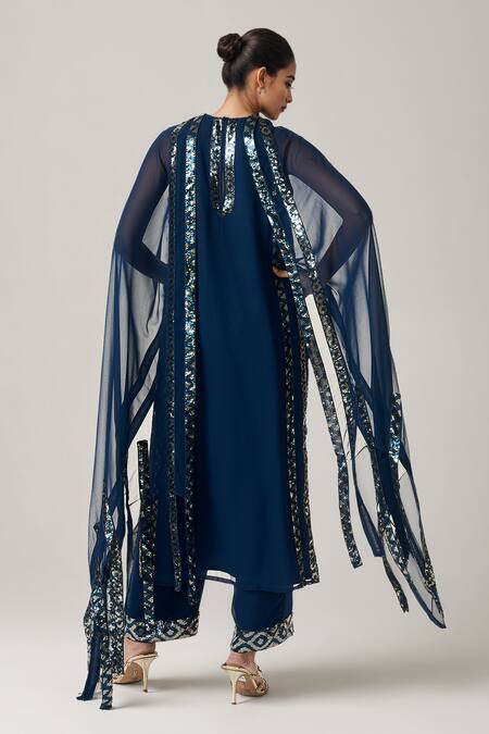 Shop Gulabo By Abu Sandeep Blue Viscose, Georgette Sequins Geometric Embellished Dupatta at Aza Fashions Shop_Gulabo By Abu Sandeep_Blue Viscose, Georgette Sequins Geometric Embellished Dupatta _at_Aza_Fashions