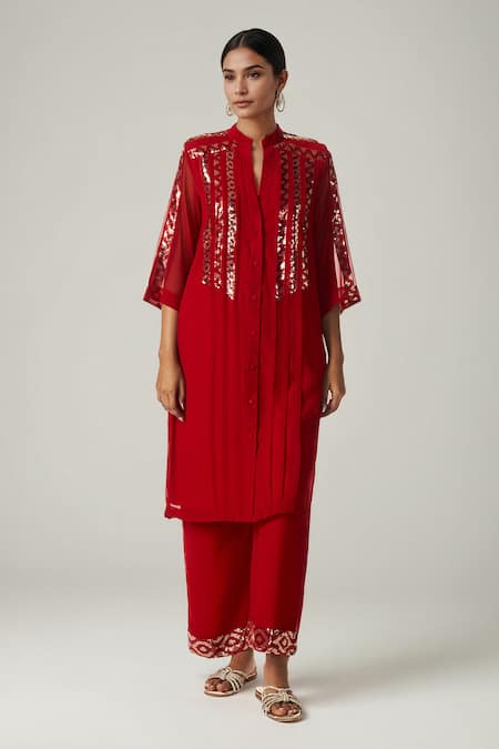 Gulabo by Abu Sandeep Geometric Sequin Embellished Kurta With Pant 