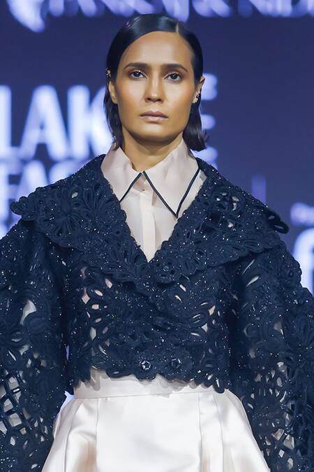 Buy Pankaj & Nidhi Ivory Silk Organza Collared Semi Sheer Shirt Online at Aza Fashions Buy_Pankaj & Nidhi_Ivory Silk Organza Collared Semi Sheer Shirt _Online_at_Aza_Fashions