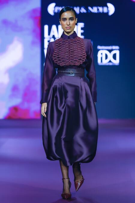 Shop Pankaj & Nidhi Purple Silk Organza Embroidery Collared Deep Bordeaux Shirt Online at Aza Fashions Shop_Pankaj & Nidhi_Purple Silk Organza Embroidery Collared Deep Bordeaux Shirt _Online_at_Aza_Fashions