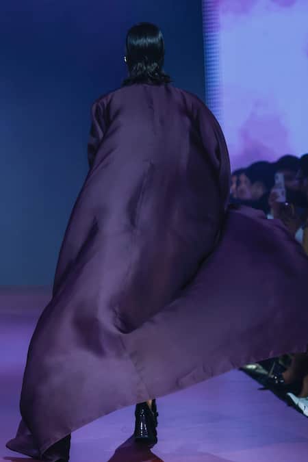 Pankaj & Nidhi Deep Bordeaux Flowing Cape 