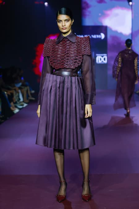 Pankaj & Nidhi Glass Bead Embellished Yoke Top 