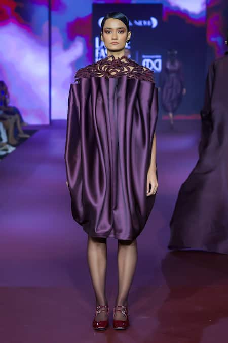 Pankaj & Nidhi Cutwork Link Pleated Midi Dress 