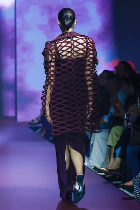 Pankaj & Nidhi Rasin Purple Solid Maxi Dress 