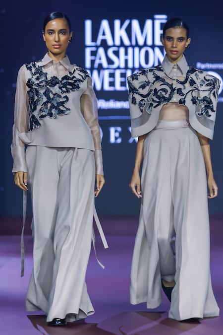 Pankaj & Nidhi Fawn Pink Sequin Applique Sleeveless Top 