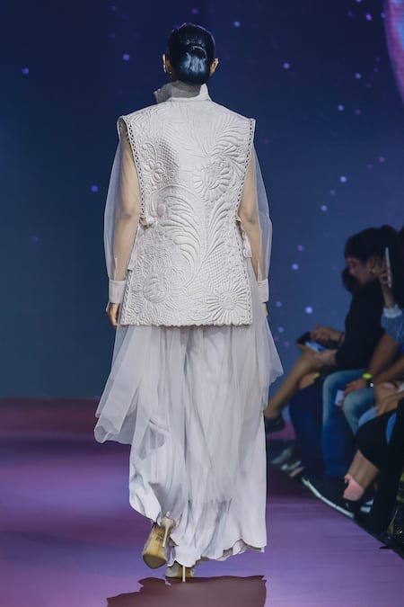 Pankaj & Nidhi Botanical Quilt Jacket & Flared Pant Set 