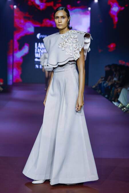 Buy_Pankaj & Nidhi_Pink Bead Embroidered Layered Cape 