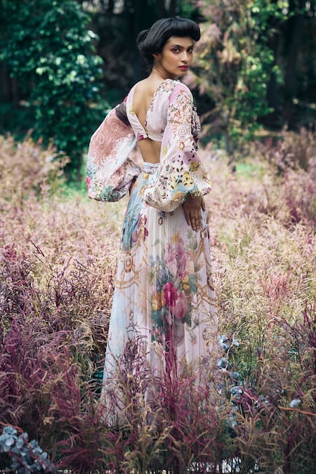 Pankaj & Nidhi Embellished Floral Maxi Dress 