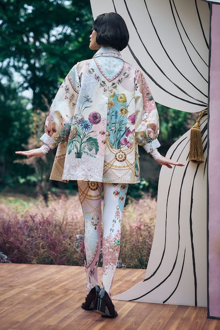 Pankaj & Nidhi Floral Abstract Pattern Catsuit 