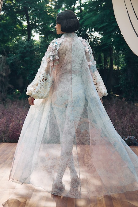 Pankaj & Nidhi Embellished Cape & Bodysuit Set 