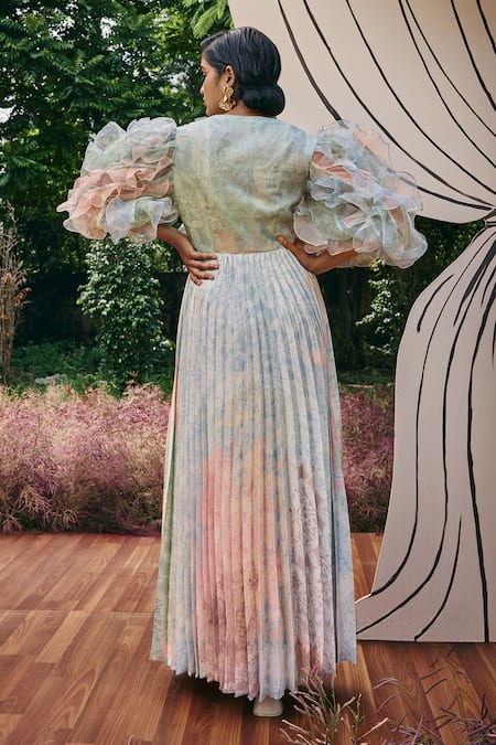 Pankaj & Nidhi 3D Floral Hand Embellished Maxi Dress 