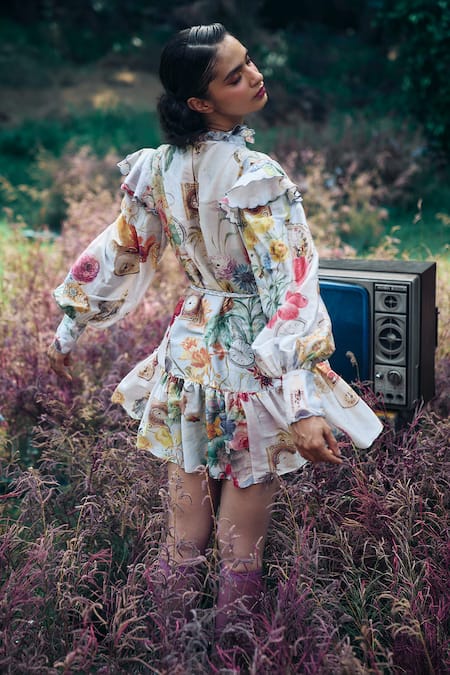 Pankaj & Nidhi Vintage Bloom Print Tiered Dress 