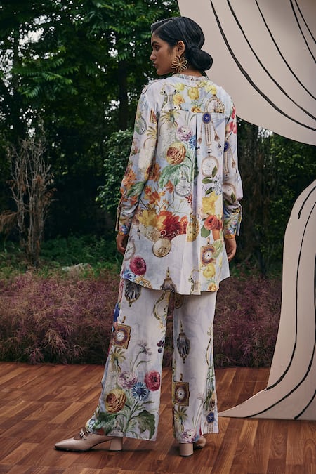 Pankaj & Nidhi Lilac Vintage Garden Print Pant 