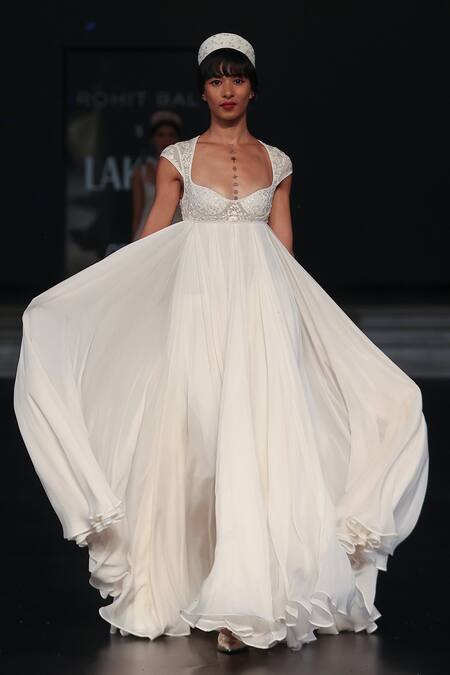 Shop Rohit Bal Ivory Chiffon, Chanderi Sequins, Zari Floral Embroidered Anarkali Set Online at Aza Fashions Shop_Rohit Bal_Ivory Chiffon, Chanderi Sequins, Zari Floral Embroidered Anarkali Set _Online_at_Aza_Fashions