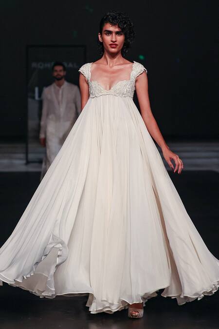 Buy Rohit Bal Ivory Chanderi, Chiffon Embroidery Sweetheart Flared Anarkali Set With Resham Online at Aza Fashions Buy_Rohit Bal_Ivory Chanderi, Chiffon Embroidery Sweetheart Flared Anarkali Set With Resham _Online_at_Aza_Fashions