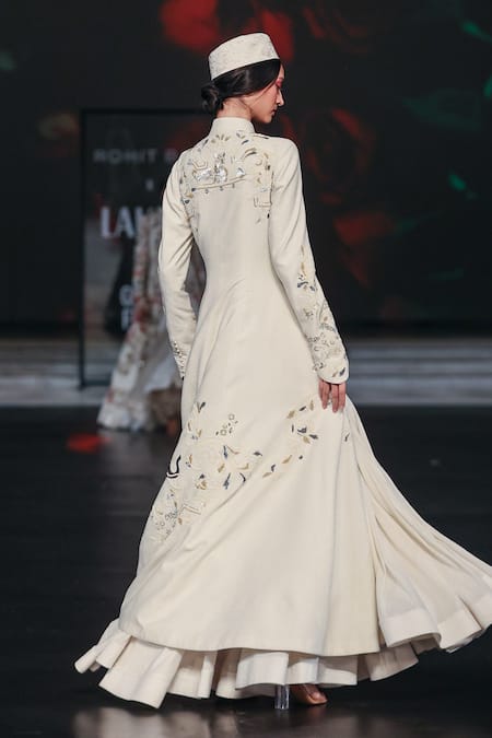 Rohit Bal Ivory Sequin Embroidered Longline Jacket 