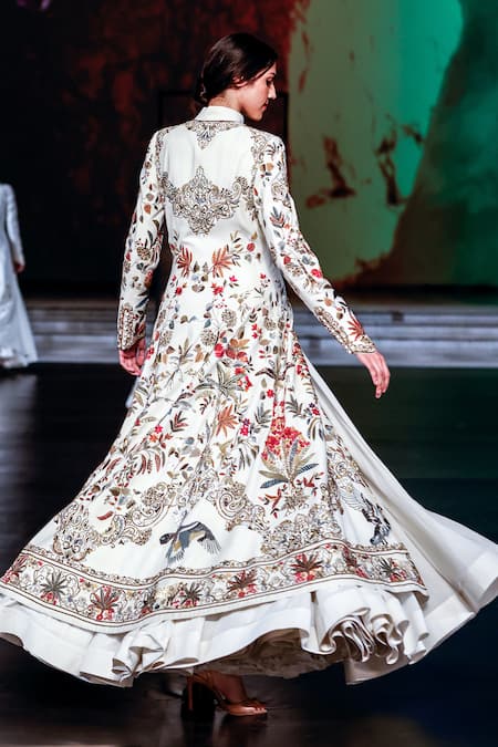 Rohit Bal Floral Embroidered Longline Jacket 