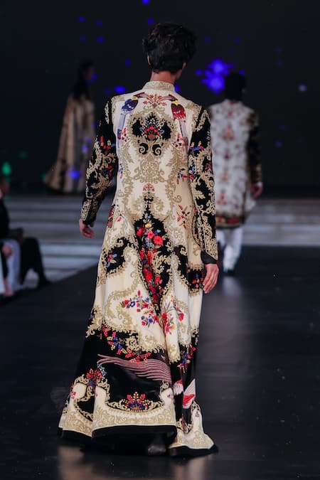 Rohit Bal Floral Resham Embroidered Longline Jacket 