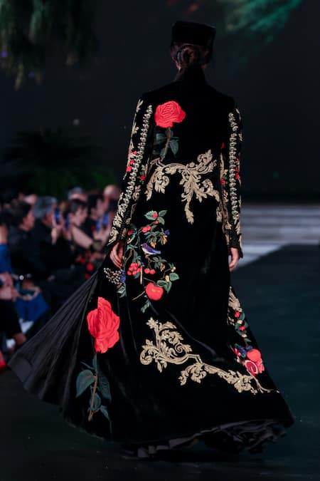 Rohit Bal Embroidered Velvet Longline Jacket 