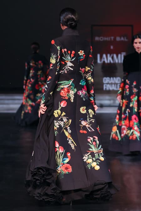 Rohit Bal Floral Print Quilted Jacket Anarkali Set 