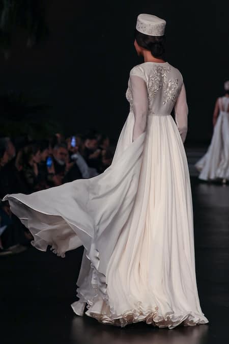 Rohit Bal Embroidered Cut-Out Long Jacket Anarkali Set 