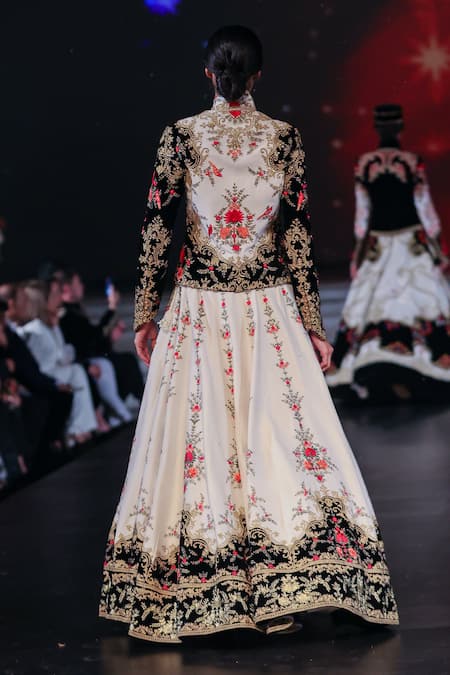 Rohit Bal Floral Vine Embroidered Jacket & Skirt Set 