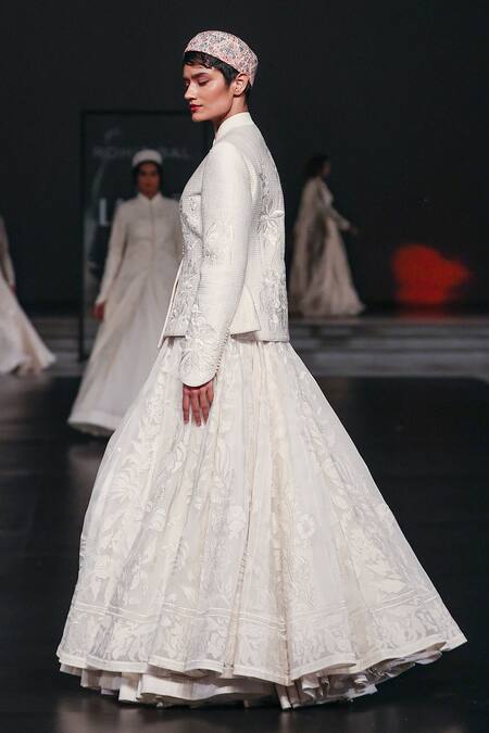 Buy Rohit Bal Ivory Chanderi Embroidery Mandarin Collar Floral Quilted Short Jacket Online at Aza Fashions Buy_Rohit Bal_Ivory Chanderi Embroidery Mandarin Collar Floral Quilted Short Jacket _Online_at_Aza_Fashions