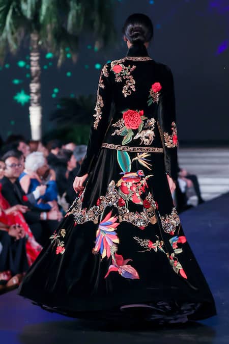 Rohit Bal Nature Embroidered Velvet Silk Lehenga & Jacket 