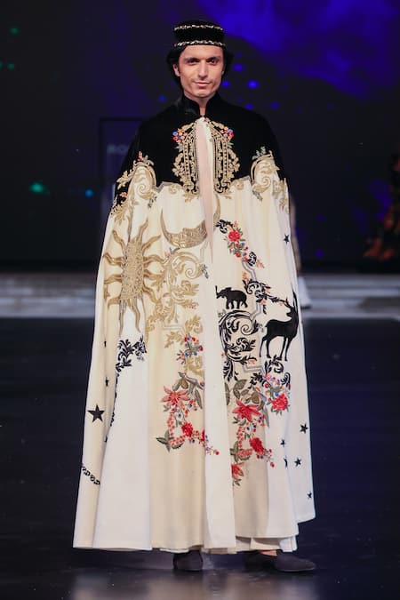 Rohit Bal Dori Embroidered Ivory Cape 