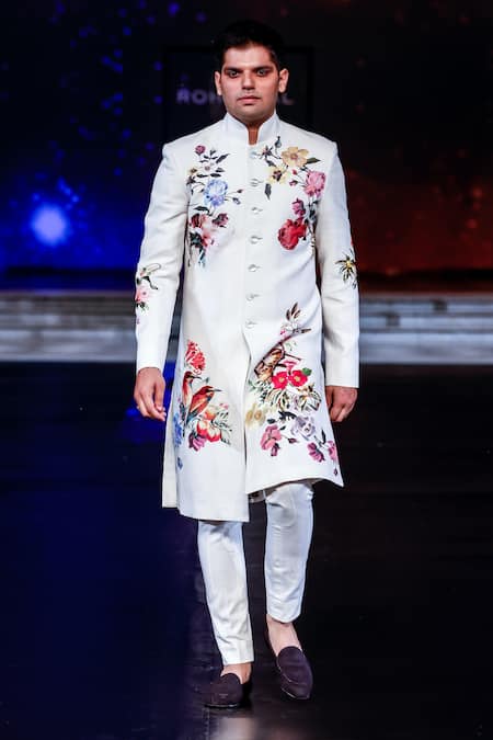 Rohit Bal Floral Print Chanderi Sherwani 