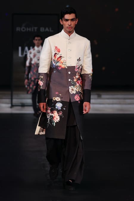 Rohit Bal Colorblocked & Floral Print Sherwani 