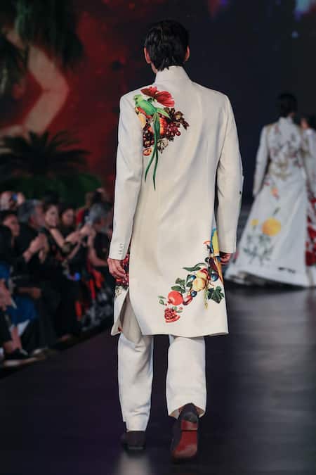 Rohit Bal Ivory Fruit & Bird Paradise Sherwani 